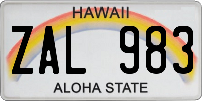 HI license plate ZAL983