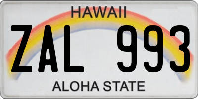 HI license plate ZAL993