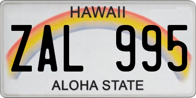 HI license plate ZAL995