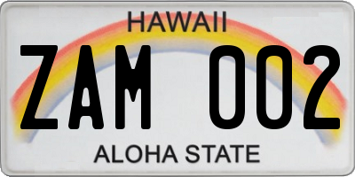 HI license plate ZAM002