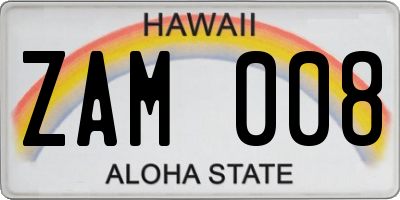 HI license plate ZAM008