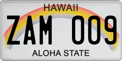 HI license plate ZAM009