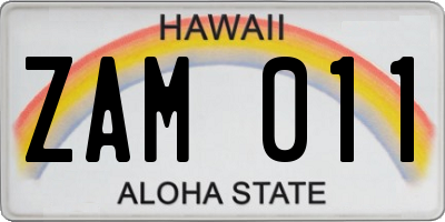 HI license plate ZAM011