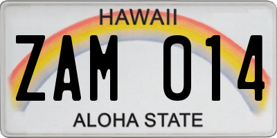 HI license plate ZAM014