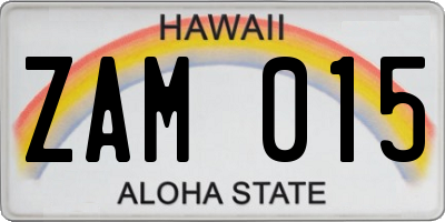 HI license plate ZAM015