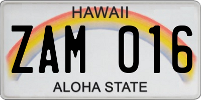 HI license plate ZAM016