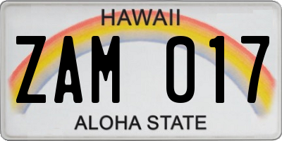 HI license plate ZAM017