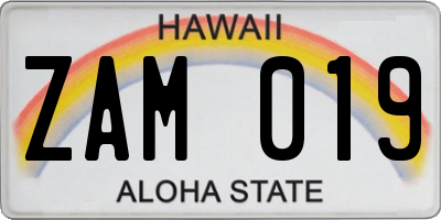 HI license plate ZAM019