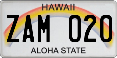 HI license plate ZAM020