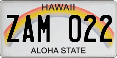 HI license plate ZAM022