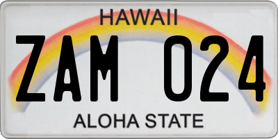 HI license plate ZAM024