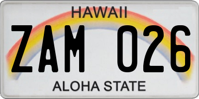 HI license plate ZAM026