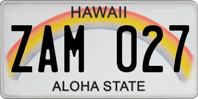HI license plate ZAM027