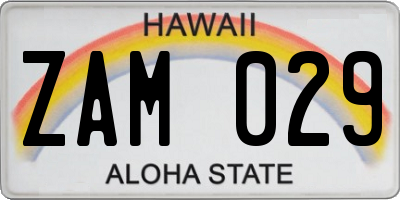 HI license plate ZAM029