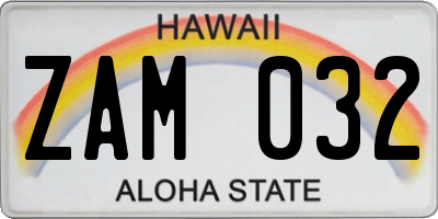 HI license plate ZAM032