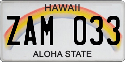 HI license plate ZAM033