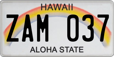 HI license plate ZAM037