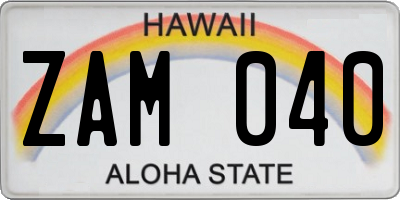 HI license plate ZAM040