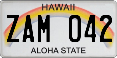 HI license plate ZAM042