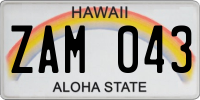HI license plate ZAM043