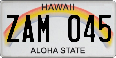 HI license plate ZAM045