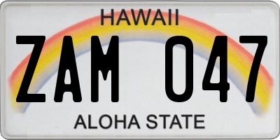 HI license plate ZAM047
