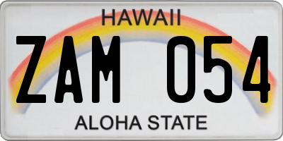 HI license plate ZAM054