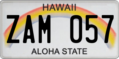 HI license plate ZAM057