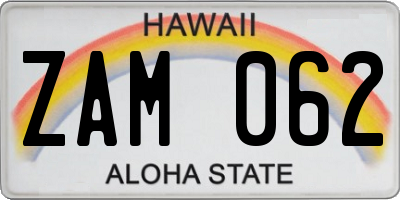 HI license plate ZAM062