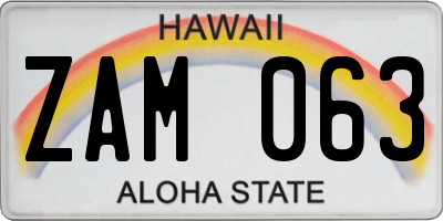 HI license plate ZAM063
