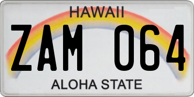 HI license plate ZAM064