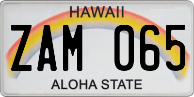 HI license plate ZAM065