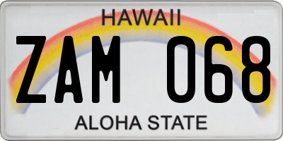 HI license plate ZAM068