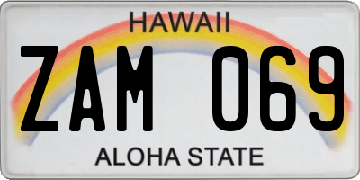 HI license plate ZAM069
