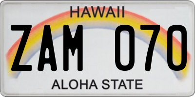 HI license plate ZAM070