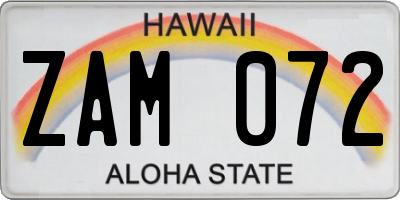 HI license plate ZAM072