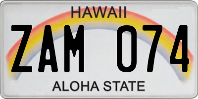 HI license plate ZAM074
