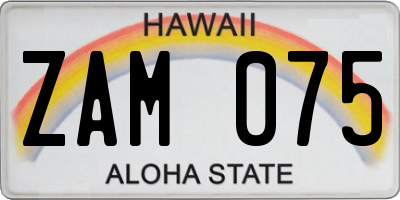 HI license plate ZAM075