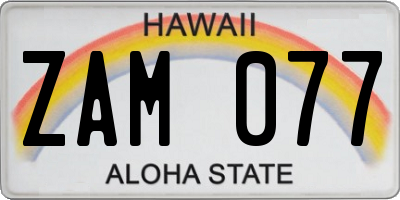 HI license plate ZAM077