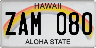 HI license plate ZAM080
