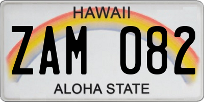 HI license plate ZAM082