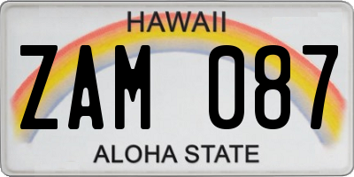 HI license plate ZAM087