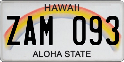 HI license plate ZAM093