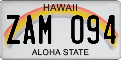 HI license plate ZAM094