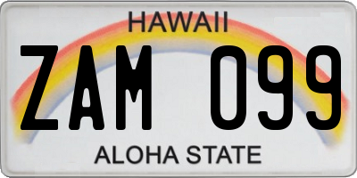 HI license plate ZAM099