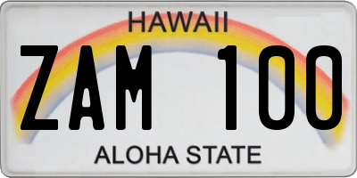 HI license plate ZAM100
