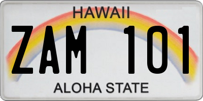 HI license plate ZAM101