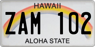 HI license plate ZAM102