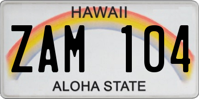 HI license plate ZAM104