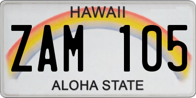HI license plate ZAM105